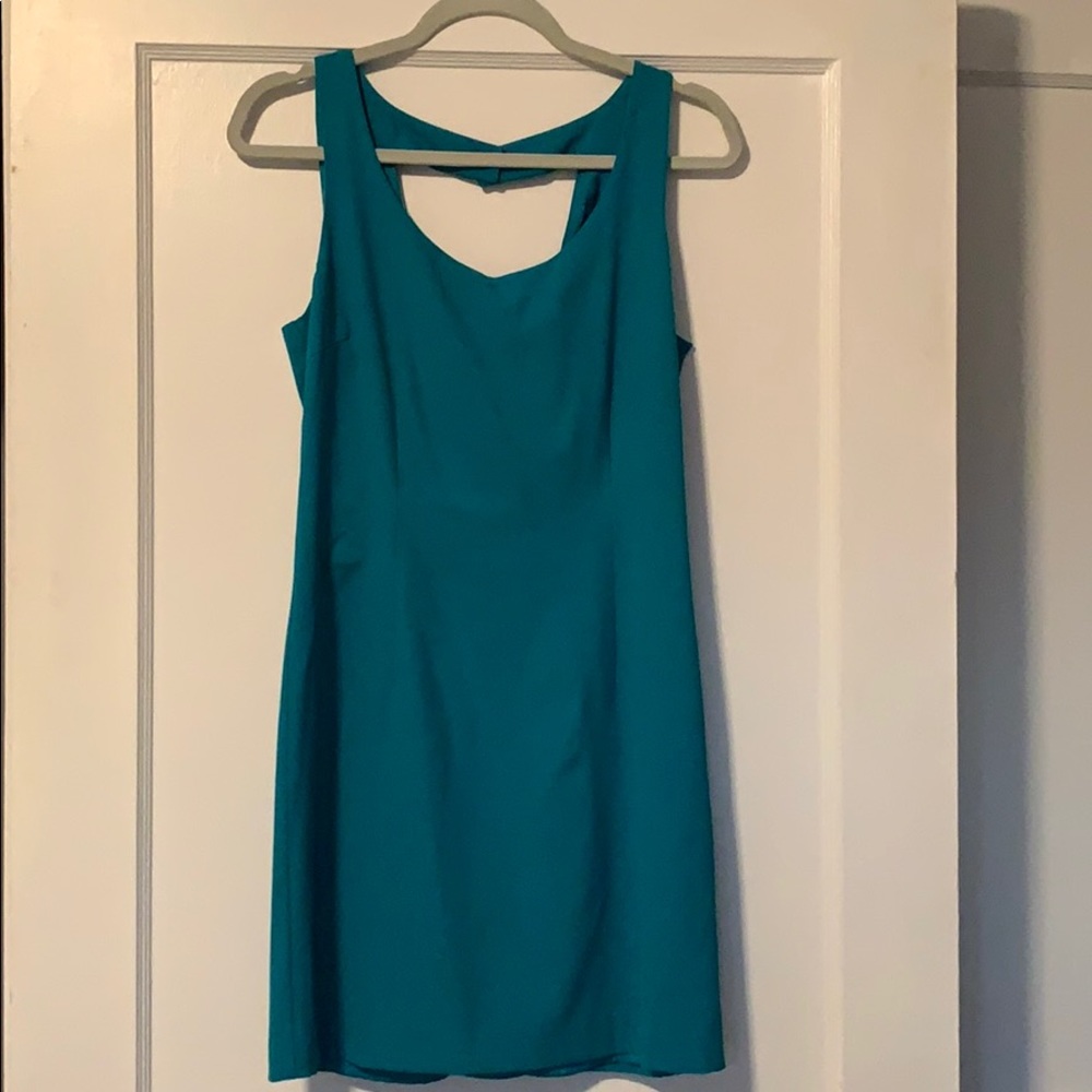 Turquoise Open Back Cocktail Dress - size M